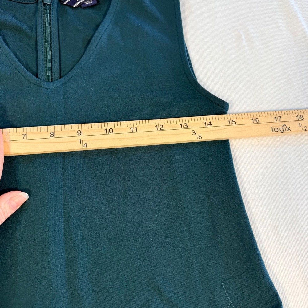 Lands End Womens Sz 2 Green Ponte Knit V-Neck Sleeveless Sheath Dress Pockets - Picture 7 of 16